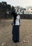 CHECK LONG SLIT WOOL SK