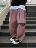 Two Piece Nylon Zipper Wide Pants