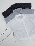 Paper Unbalanced Strap Short Sleeve Blouse