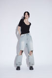 destroyed washing jeans