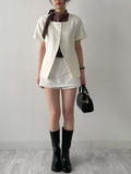 [Short Sleeve Version] Charming Tie Puff Blouse