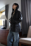 Glossy Cracked Leather Jacket