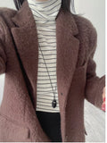 [wool 50%] Photo Hairy Single Loose Fit Jacket