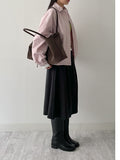 Two-pin tuck cotton flare skirt