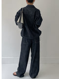 [Setup Available/Unisex] Colin Pintuck Overfit Denim Shirt Jacket