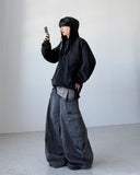 Stud Washing Hood Zip-Up