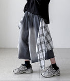 Check Skirt Bermuda Denim