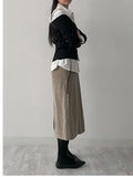 Corduroy pleated banding skirt