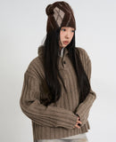 Merino button half-neck knit