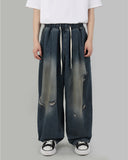 Length balloon denim jeans