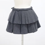 Merlin Wool Strap Pleated Skirt