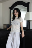 Rib lace knit top
