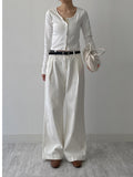 [Belt SET] One-tuck wide cotton pants