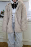 Padding reversible) hood fur jacket