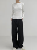 [unisex] Back pin tuck wide denim pants