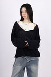 Loose fit linen V-neck knit