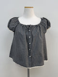 Lace Check Cap Sleeve Blouse