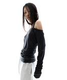 Asym Shoulder Scarf Long Sleeve
