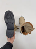 Fawn Suede Two-Buckle Half Boots