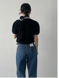 [wool100%] Matilda V-neck half knit