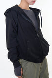 Stone eyelet overfit hoodie zip-up