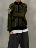 Striped Two-Tone Knit Zip-Up