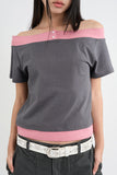Layered off-shoulder T-shirt