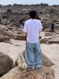 Light Blue Folded Snap Denim Pants