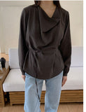 Cowl Belted Loose-Fit Blouse