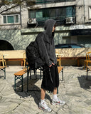 Here washing hood knit zip-up