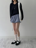 [Pants Lining!] Check Pumpkin Banding Mini Skirt