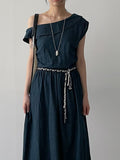 Cliff Unbalanced Denim Long One Piece