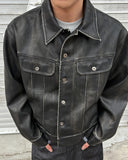 Leather trucker jacket