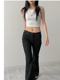 Striped Low Bootcut Denim Pants
