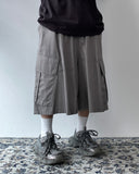 Washed Diagonal Cargo Bermuda Banding Pants