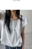 Plain layered short sleeve blouse (2C)