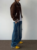 Curve Cut Washing Cargo Denim