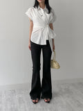 Striped Low Bootcut Denim Pants