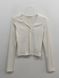 Two-button slit ribbed cardigan T-shirt
