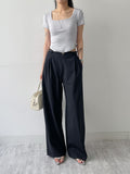 Eiffel Stripe Banding Wide Slacks
