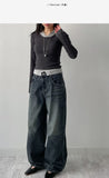 Jade Color Matching Collar Knit T-Shirt