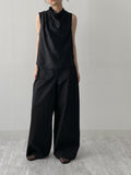 Glossy Drape Sleeveless Blouse