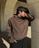 Diagonal Corduroy Hood Zip-up