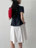 Harbor Unbalanced Short Sleeve Blouse
