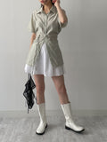 Tencel collar strap blouse