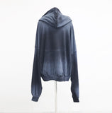 (Unisex) Wind Embroidered Dirty Hooded Zip-Up