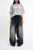 Sagging double denim banding pants