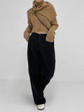 Hidden corduroy long wide pants