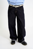 Non-fade slub low denim pants