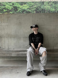 Compass letter half T-shirt